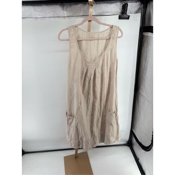 Hartford 100% Linen  Tan Sleeveless Dress Pockets Size 6 - Picture 4 of 10